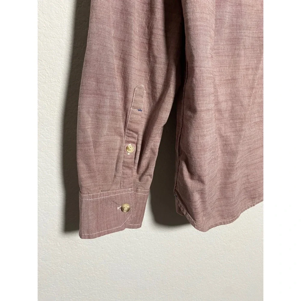 The North Face Long Sleeve Button Down Mens M Dusty Rose Chambray Outdoor Casual